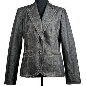 Kasper Charcoal Blazer with Contrast Stitching, Size 8